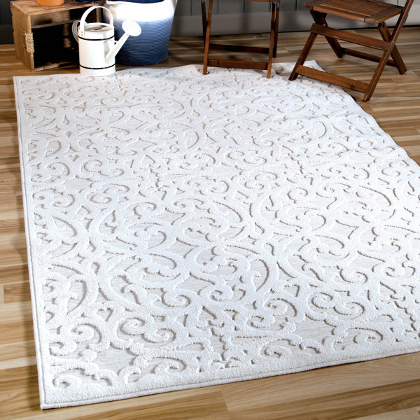 Canora Grey Rosella Damask Natural High Low Indoor Outdoor Area Rug